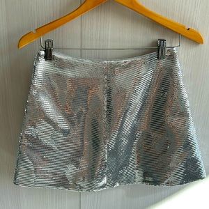 HM studio micro mini sequin silver mini skirt size 4